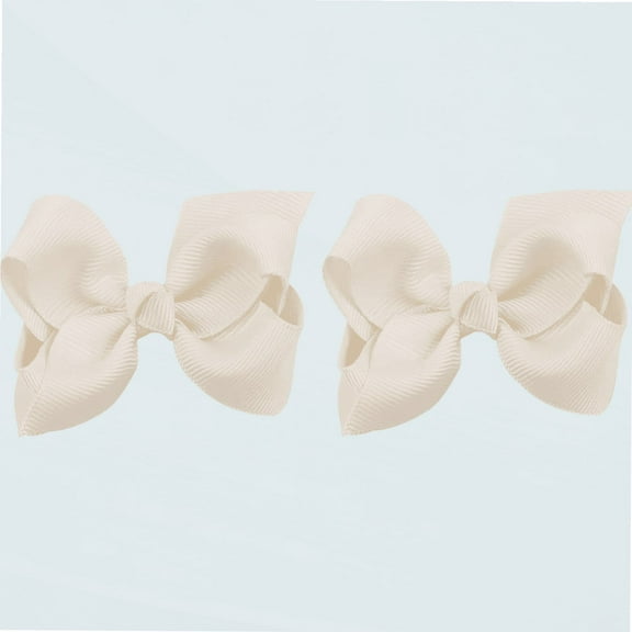 3 Inch Baby Girl Hair Bows Boutique Hair Clip Teens Toddlers Hairpin Headwear - Set of 2 (Ivory)