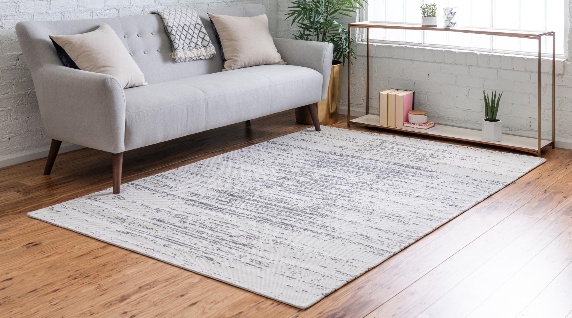 Rugs.com Georgia Collection Rug – 5' x 8' Ivory Flatweave Rug Perfect For Living Rooms, Large Dining Rooms, Open Floorplans