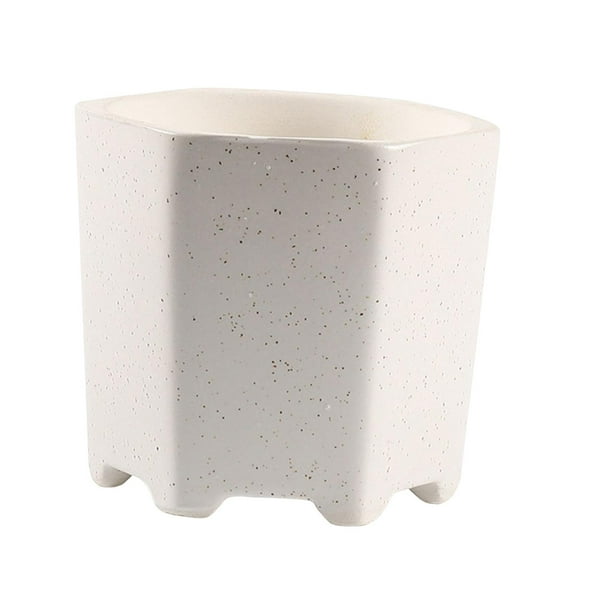 Maceta multiusos decorativa hexagonal de cerámica ligera Blanco