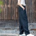 thumbnail image 6 of Edvintorg Womens Wide Leg Pants Casual Loose Yoga Sweatpants Summer Loose Fit Elastic High Waist Cotton Linen Pants with Pockets Trousers Women Black L, 6 of 6