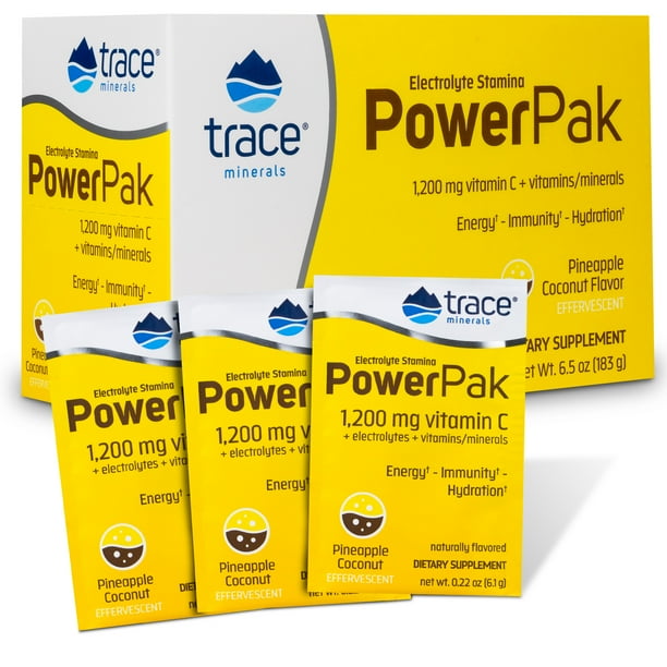 Trace Minerals Power Pak Electrolyte Powder Packets Pineapple