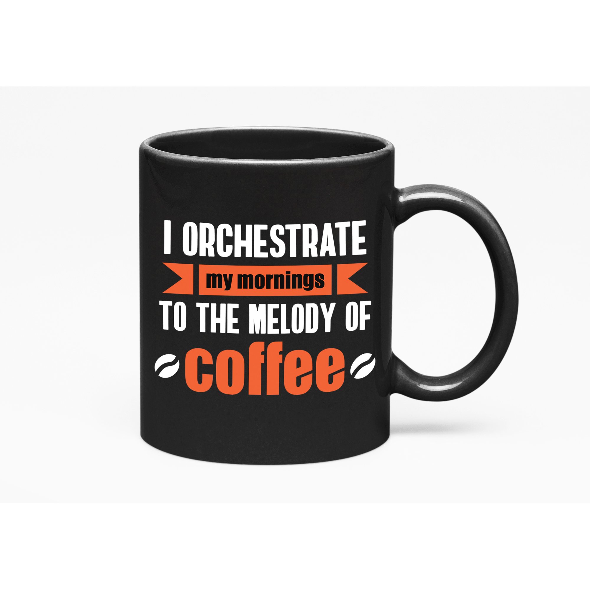 Melody of Coffee. Humor, Black 11oz Ceramic Mug