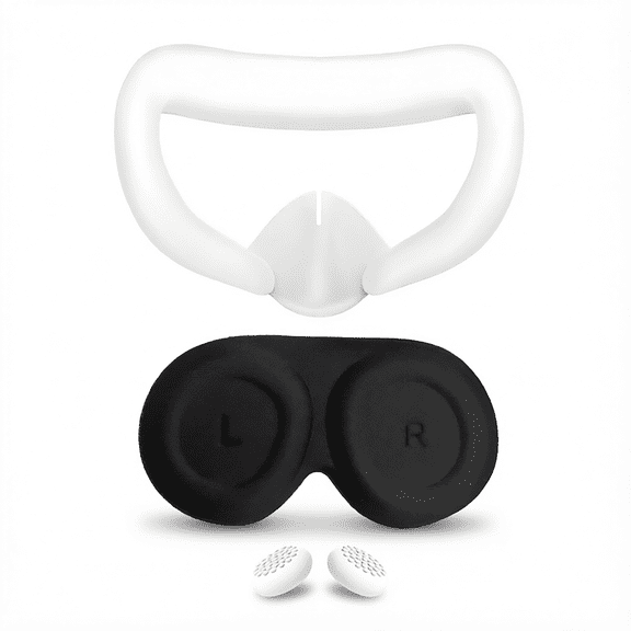 For White Sweat Proof PU Foam Replacement Face Cushion Lens Protector Thumb Button Cap Compatible with Meta Quest 3 VR Accessories