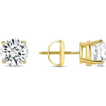 Ayansh Gems Round Cut White Diamond Earrings, 1 ct, 14k Gold