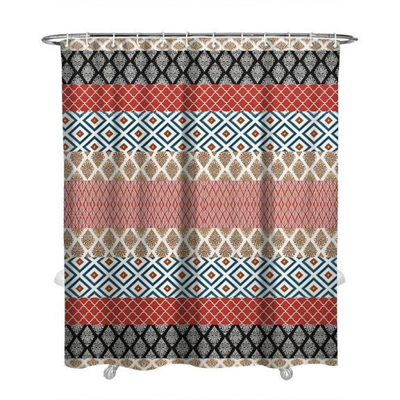 Extra Long Boho Shower Curtain 72x84 Inches - Vintage Floral & Tropical Leaves Pattern, Waterproof Bohemian Bathroom Decor with 12 Hooks, Tribal Rustic Style