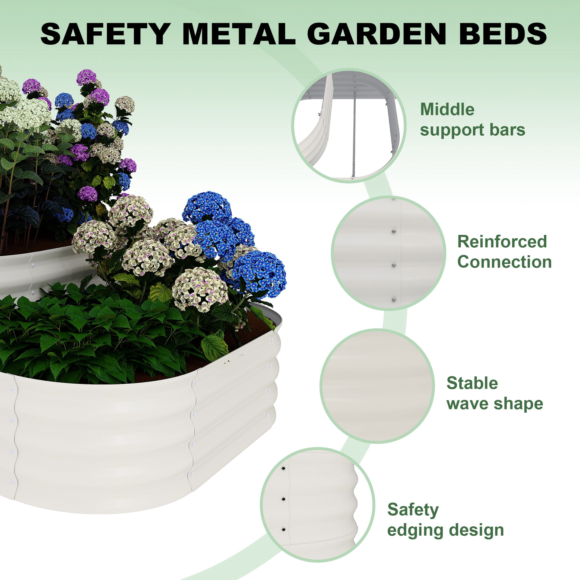 Riedhoff 3 Tiered Raised Garden Bed Kit, Galvanized Steel, 60.6 x 42.1 x 30.7 inch, Off-white