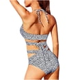 thumbnail image 4 of Traje de baño dividido para mujer Bikini cruzado de cintura alta con bloque de color floral versátil Fridja  nalpqowj56841, 4 of 7