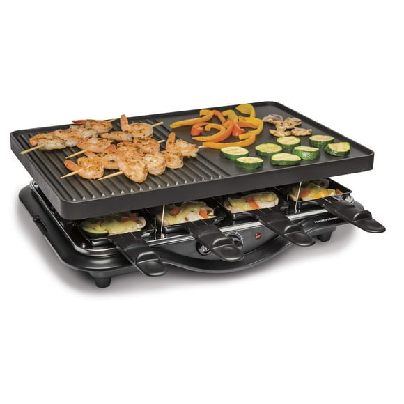 Hamilton Beach 8-Serving Raclette Electric Indoor Grill, Ideal for Parties and Family Fun, Black (31612-MX)