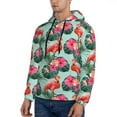 thumbnail image 3 of Wukai Palm Leaves Flamingo Print Men Hoodies Fleece Sweatshirts Long Sleeve Sweaters Pullover Fall Outfits Winter Clothes-Medium, 3 of 7