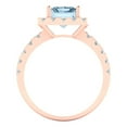 thumbnail image 4 of 3.84ct emerald cut natural swiss blue topaz 14k rose gold halo Bridal Wedding Engagement Promise Anniversary Ring for Women size 4.25, 4 of 7
