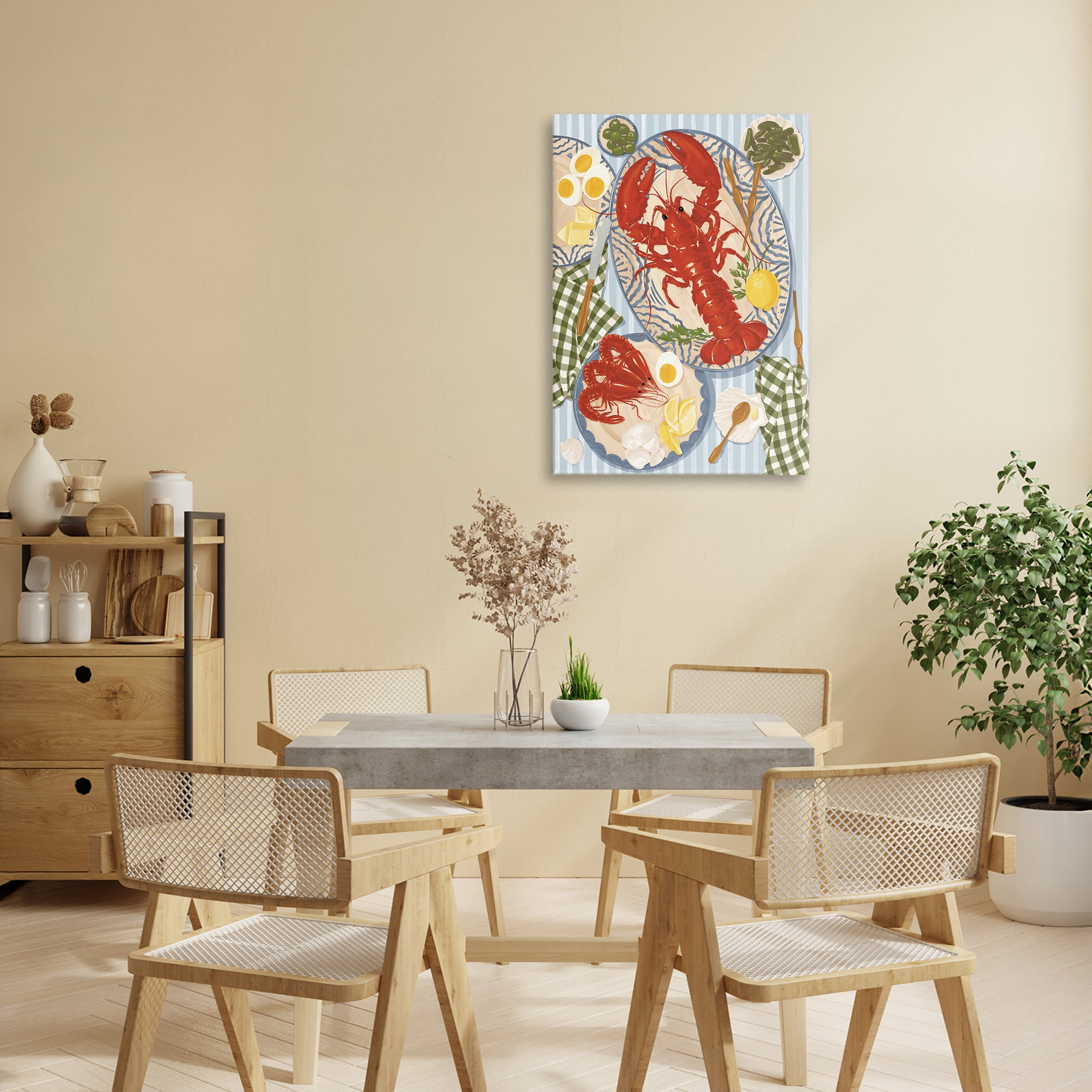 Stupell Industries Lobster For Lunch Platter Canvas Wall Art, design by Vero Illustrates
