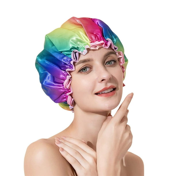 Waterproof Shower Cap Double Layer Printed Shower Cap for Women Bath
