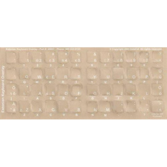 Estonian Keyboard Stickers - Labels - Overlays with White Characters for Black Computer Keyboard