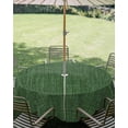 thumbnail image 3 of Outdoor Tablecloth with Umbrella Hole Zipper Dark Green Burlap Texture Round Tablecloth 60" Waterproof Outside Table Cloth Farmhouse Vintage Green Patio Table Cover Tablecloths for Picnic Party, 3 of 8