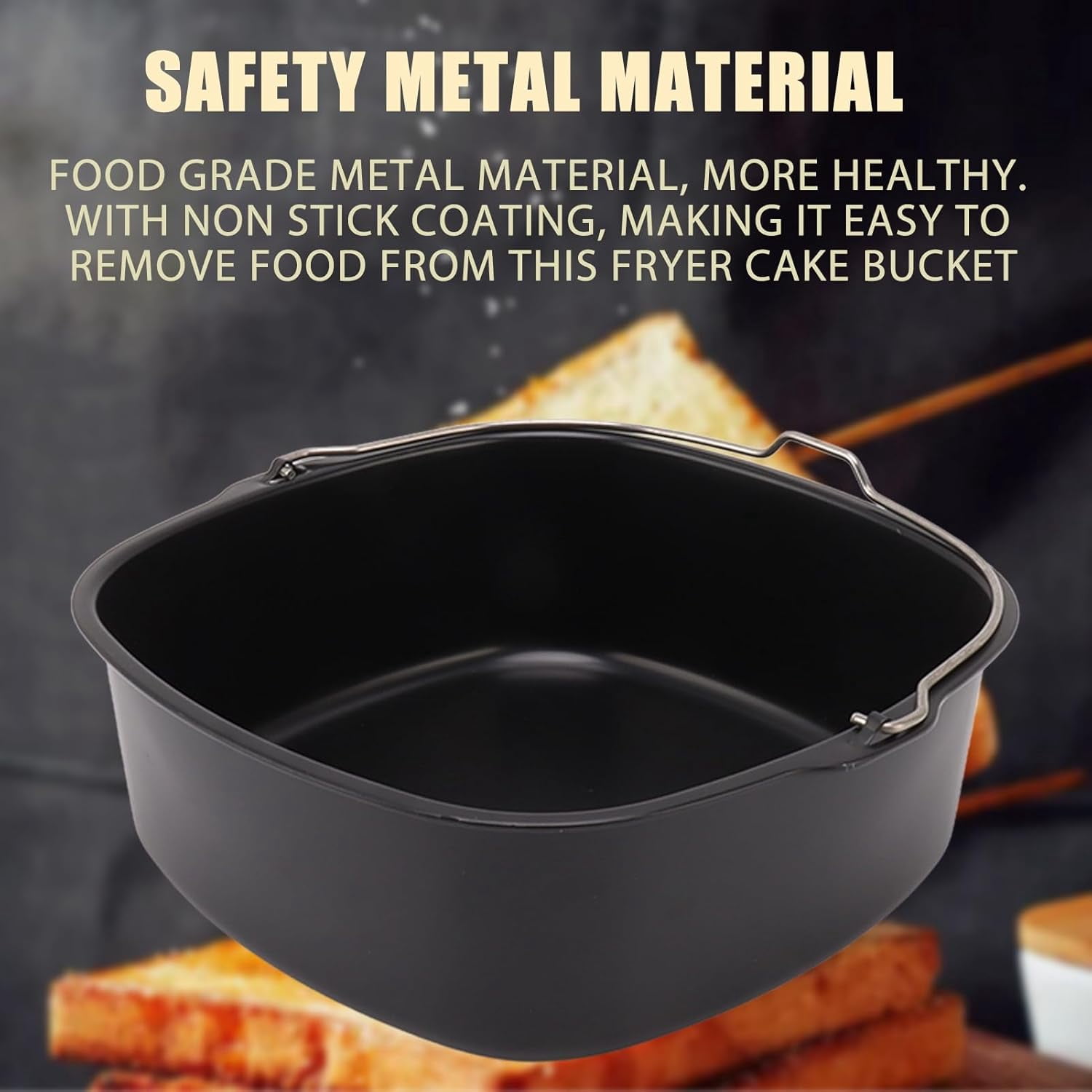 ABCISI Air Fryer Accessory, Nonstick Air Fryer Cake Barrel for Home Kitchen, Pizza Bread Baking Pan for 3.8QT-8QT Standard Deep Fryers, Dishwasher Safe(7 inch)