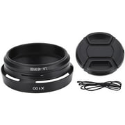 49mm Hollow Lens Hood, Metal Lens Hood Vented Lens Hood Shade with Centre Pinch Lens Cap for Fujifilm X100 X100S