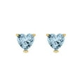 thumbnail image 3 of 1.5 Ct Heart Cut Studs Blue Crystal 14K Yellow Solid Gold Everyday Dainty Earrings Screw Back, 3 of 7