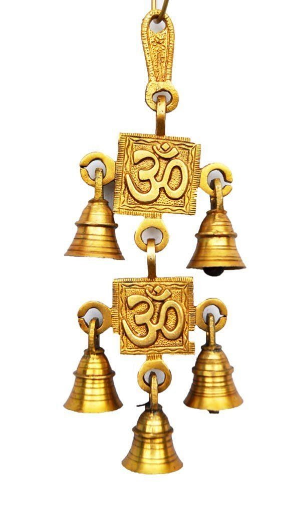 Odishabazaar Two Tier Hanging Bells With Om Brass- 11 X 3.25in, New ...