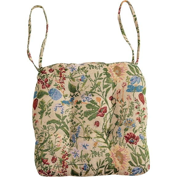Farmhouse Floral Print Chair Cushions with Ties U-Shaped Soft Comfortable Chair Pads Non Slip Seat Cushions for Indoor Dining Room and Kitchen Chairs (Flower H,16"x16")