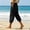 Black, variant on Women's High Waist Loose Capris 7/8 Length Daily Casual Wear Loungewear Bottoms Solid Color Lightweight Soft Comfortable Relaxed Trousers
