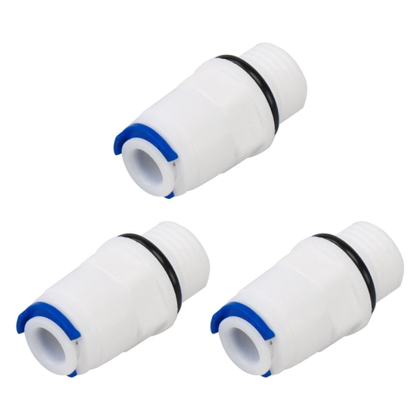 Conector de tubo de purificador de agua de conexión rápida macho de 1/4" - tubo OD de 1/4" para sistema de ósmosis inversa 3 piezas