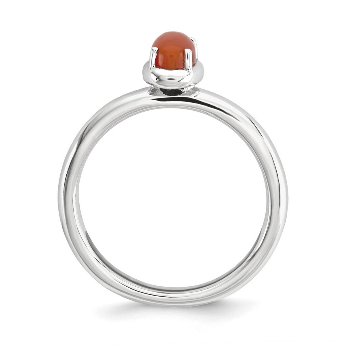 2.25mm 925 Sterling Silver Prong set Stackable Red Agate Polished Ring Size 6 Stackable Ring for Women