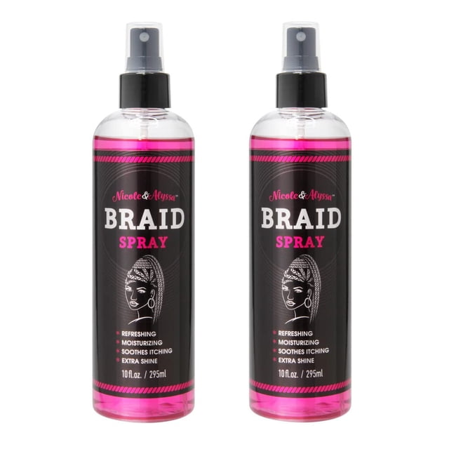Nicole & Alyssa - Spray para trenzas de 10 onzas - Brillo para trenzas, refrescante, hidratante, alivia la picazón, brillo extra (paquete de 2)