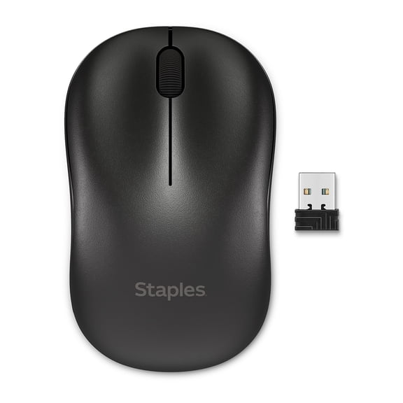 Staples TECH Wireless Ambidextrous Optical USB Mouse Black (ST62601)