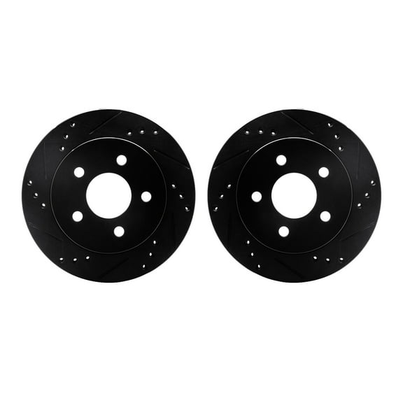 Dynamic Friction Company Rear Brake Rotors-Drilled and Slotted-Black 8002-54246