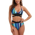 thumbnail image 4 of Bikini Fridja Traje de baño dividido a rayas para mujer, 4 of 8