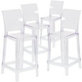 thumbnail image 3 of BizChair 4 Pack Ghost Counter Stool with Square Back in Transparent Crystal, 3 of 15