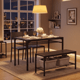 thumbnail image 3 of 43" Dining Room Table Set for 2-4, 4 Piece Retro  Wooden Kitchen Table Set with Bench and 2 Chairs with Storage Rack, Small Space and Breakfast Nook, 3 of 12