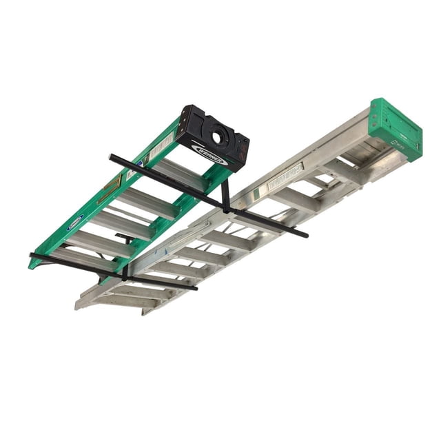 StoreYourBoard Double Ladder Ceiling Rack, Hi Port 2 Garage Storage and Organization, Home Organizer Hanger Mount