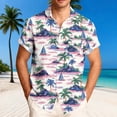 thumbnail image 3 of LODIENY Men's Hawaiian Shirt Funny Vintage Boho Floral Tropical Palm Tree Pattern Print Summer Beach Casual Short Sleeve Button Down Holiday Vacation Tees Tops Pink#01 XL, 3 of 7
