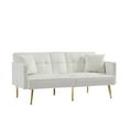 thumbnail image 4 of Cream White Velvet Futon Sofa Bed with Gold Metal Legs, 4 of 8
