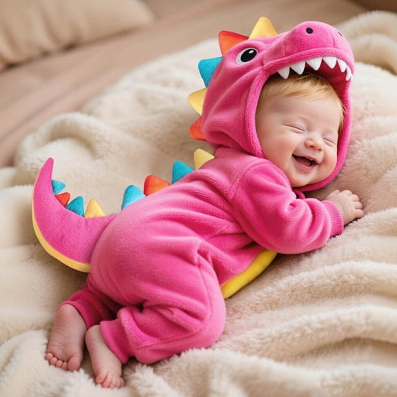TGPMGRZ Baby Dinosaur Clothes Halloween Long Sleeve Hooded Romper Thermal Winter