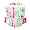 thumbnail image 1 of PENGXIANG Infant Baby Girls Romper Outfits Stripe Ruffles Fly Sleeve Jumpsuits Bodysuits with Headband, 1 of 8