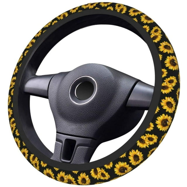 Car Steering Wheel Cover Neoprene Anti Slip, Sweat Absorption Auto Car Wrap Cover - Sunflower