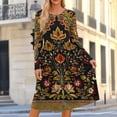 thumbnail image 2 of CHGBMOK Women's Midi Dress Long Sleeve Loose Fit Dresses Casual Crew Neck Print Dresses, 2 of 7