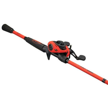 Lew s Mach Smash Baitcast Reel and Fishing Rod Combo 6-Foot 10-Inch Medium-Heavy Power Rod Left-Hand Retrieve Red/Black