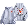 thumbnail image 5 of NinXxx Ladies' Christmas Zipper Long Sleeve Pocket Drawstring Hooded Sweatshirt Grey XXXL, 5 of 8