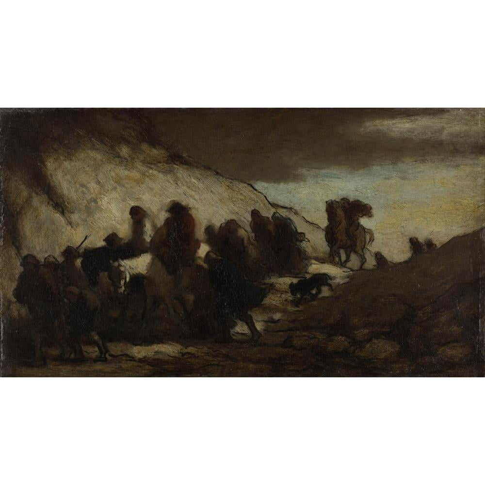 Honoré Daumier 14x10 Black Modern Framed Museum Art Print Titled - Emigrants (1857)