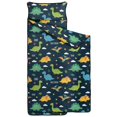 thumbnail image 2 of Dinosaur Pattern with Text Elements Teens Toddler Nap Mat with Pillow, Sleeping Mat Bag for Preschool Daycare 59"x22", 2 of 6