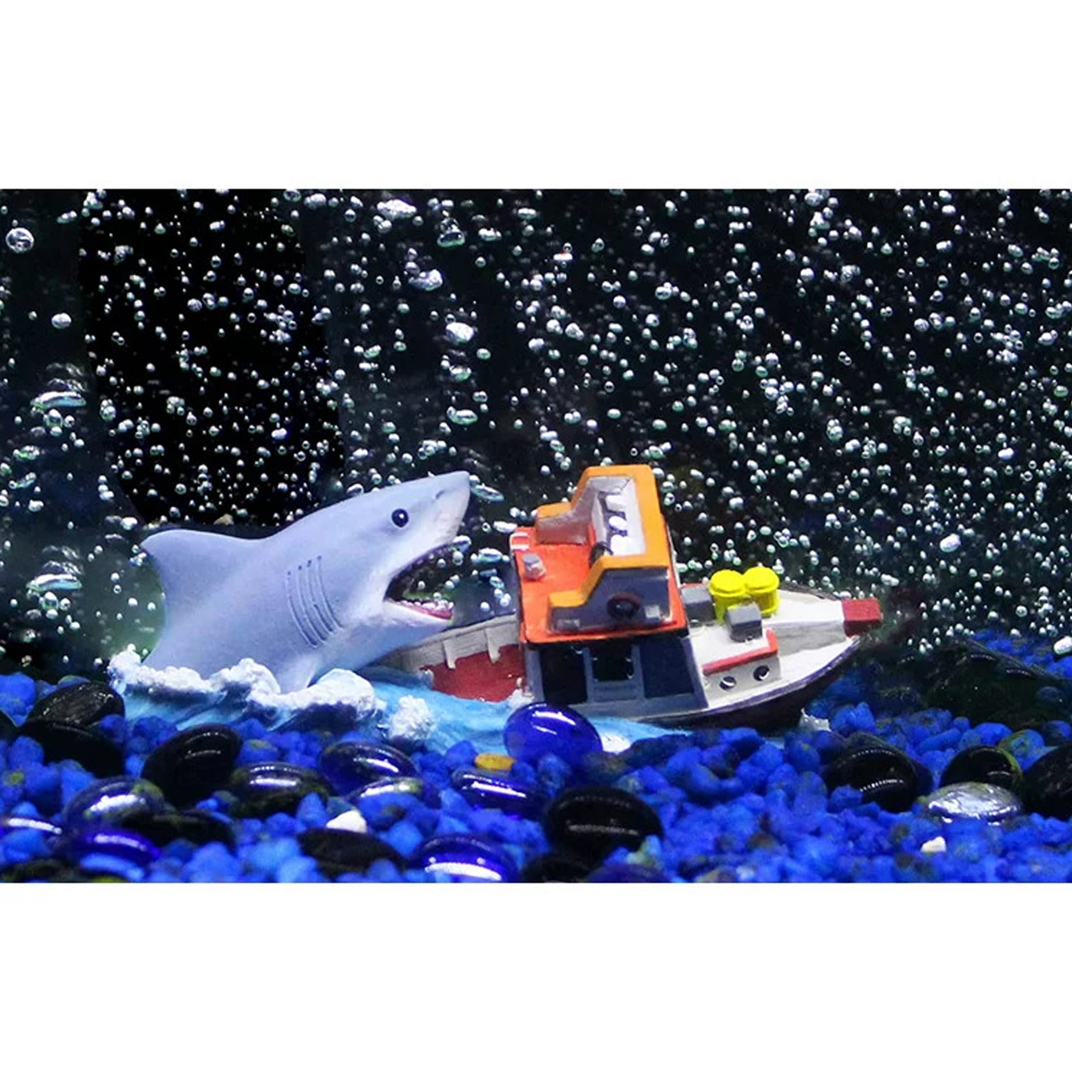 Penn-Plax Jaws Resin Aquarium Decor, Boat Attack Scene, Small