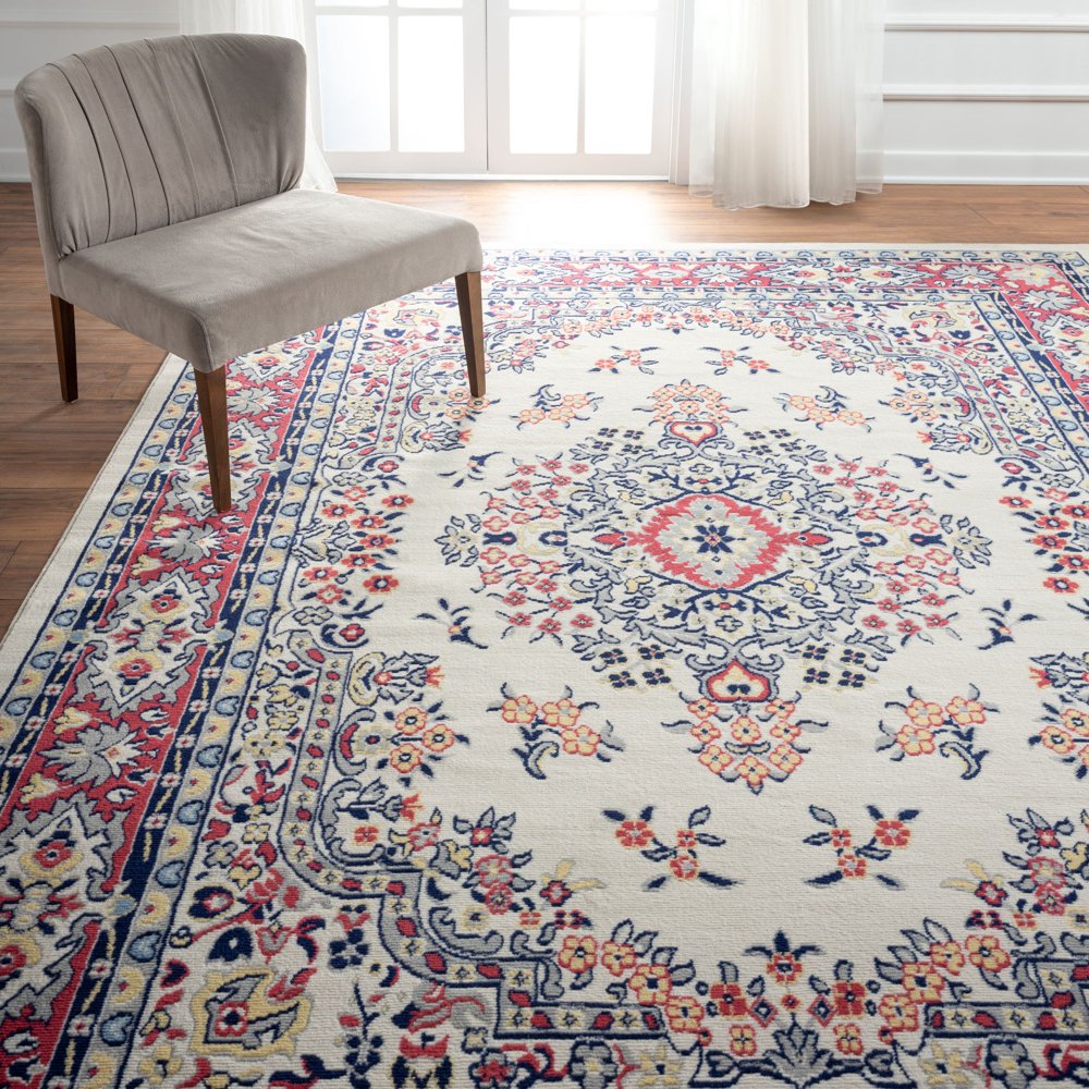 Home Dynamix Premium Sakarya Traditional Medallion Area Rug, Ivory/Red