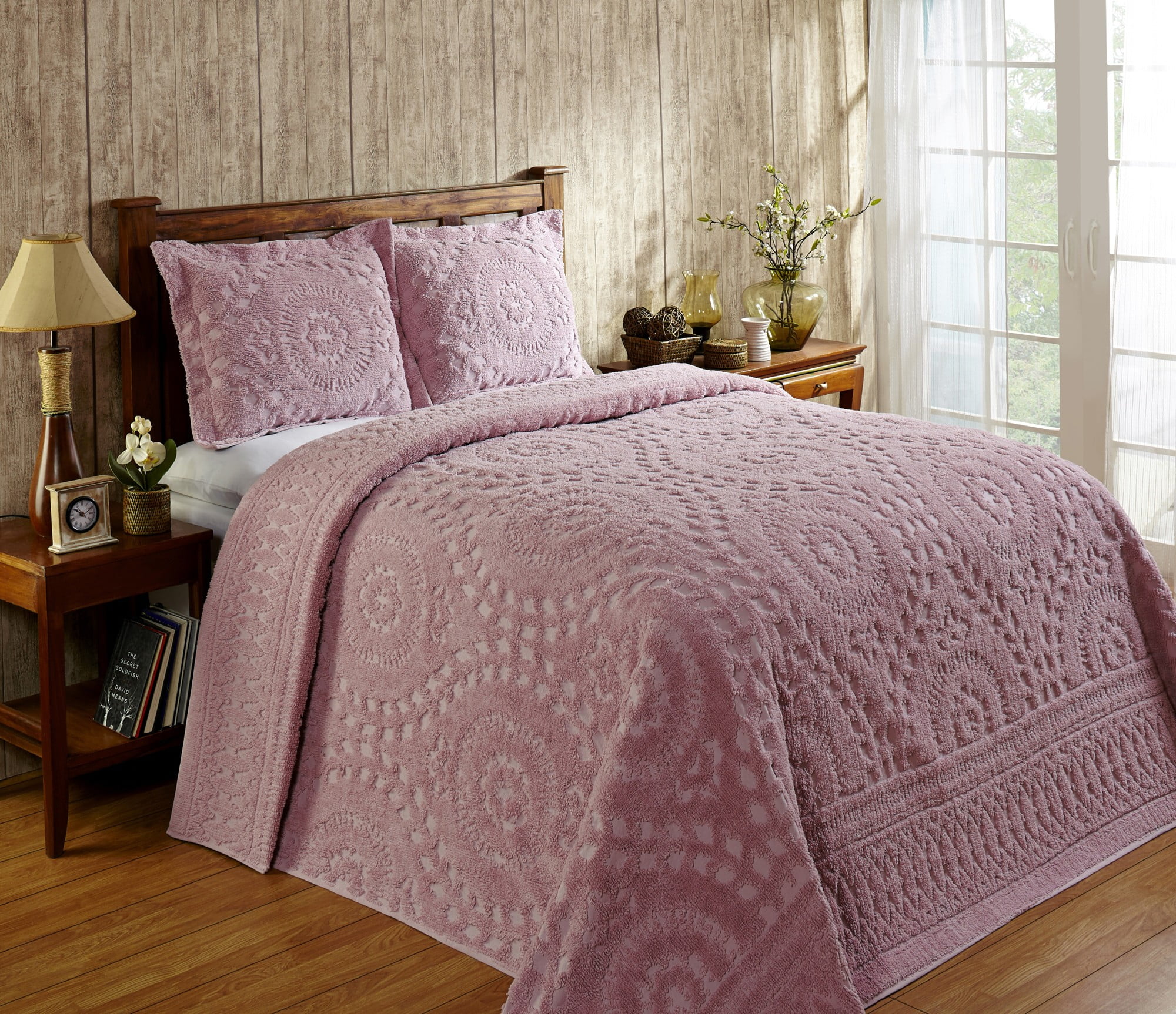 Empire Home Diana 3-Piece Quilted Bedspread Embroidered Cotton Touch Silver 
