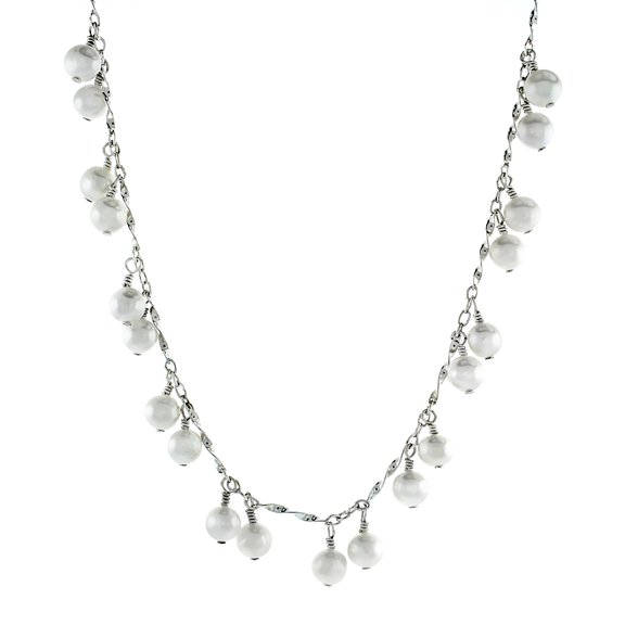 925 Sterling Silver 5mm Freshwater Pearl Chain Necklace