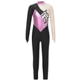 thumbnail image 3 of JanJean Girls Long Sleeve Mesh Splice Dance Unitard Full Length Gymnastics Bodysuit Skinny Romper Pink 16, 3 of 7
