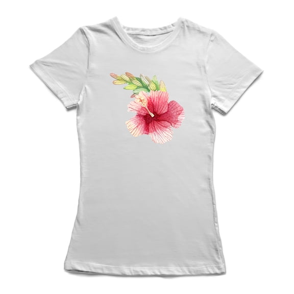 Beautiful Flower Graphic Women White T-Shirt, Female x-Large