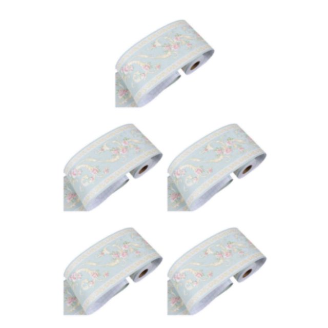 Decodeary Adhesive Non-Damaging To Walls Creative Waterproof Wallpaper Border light green floret 5Set